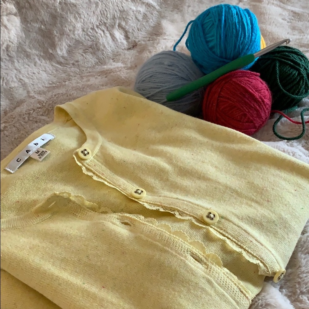 Cabi yellow button up sweater NWOT